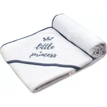 Baby Nellys Dětská termoosuška Little princess s kapucí Bílá/šedý lem 100/100 cm