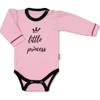 Kojenecký body Baby Nellys Body dlouhý rukáv Little Princess Růžové, vel.56