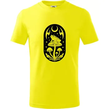 Goblincore černobílá oválná žába - Tričko dětské bavlněné - 98 cm / 2 roky ( Citrónová )