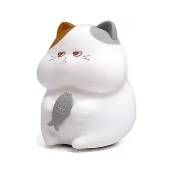 LED noční silikonová lampička Grumpy Cat, 3 režimy svícení, časovač, bílá