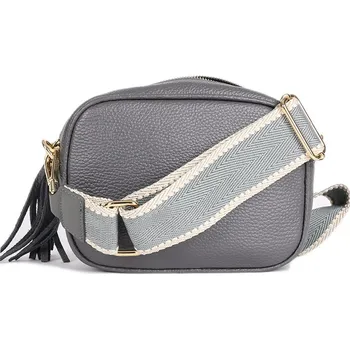 Kabelka ITALSKÉ Dámské šedé kožené crossbody kabelky Sehereda
