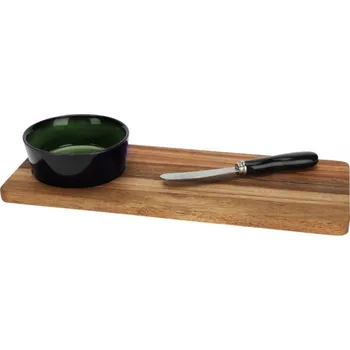 EXCELLENT HOUSEWARE Servírovací podnos + miska a nůž sada 3 ks tmavě zelená KO-278000720zele