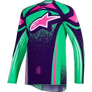 Moto dres Dres TECHSTAR NOMUR, ALPINESTARS (tmavě fialová/zelená/růžová fluo) 2026 L