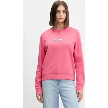 Dámská mikina Bavlněná mikina Guess Jeans dámská, růžová barva, s potiskem, W5YQ23 K68I4 W5YQ23.K68I4 30X, vel. XS