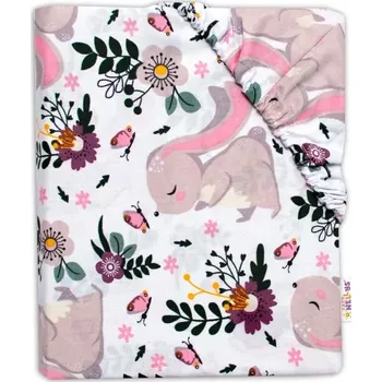 Prostěradlo Baby Nellys Prostěradlo do postýlky Králíček na louce bílá Bavlna, 120/60 cm