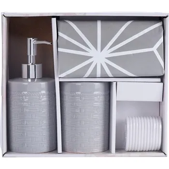 Sada koupelnových doplňků EXCELLENT HOUSEWARE Sada doplňků do koupelny DOLOMITE 4 ks šedá KO-CY2210530seda