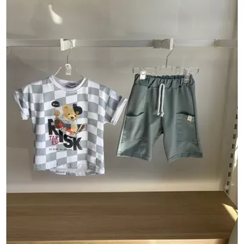 Kojenecká souprava Dětská letní souprava Gamex – tričko a kraťasy s medvídkem, modrá | Oblečení pro miminka a batolata