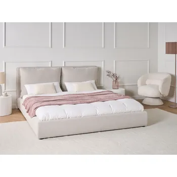 Postel Postel béžová látkové čalounění 180 x 200 cm čalouněné čelo moderní styl ložnice Beliani