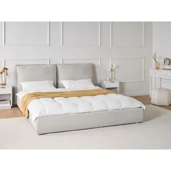 Postel Postel světle šedá látkové čalounění 180 x 200 cm čalouněné čelo moderní styl ložnice Beliani