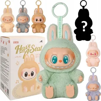 plyšák Plyšová hračka a přívěšek Labubu Mystery Box s překvapením - model sedící