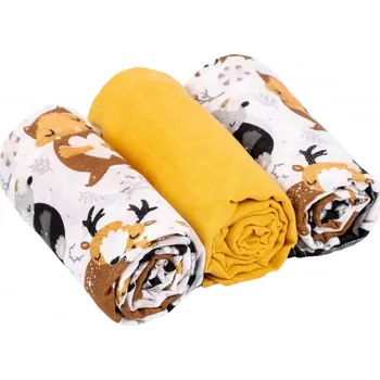 Zavinovačka Baby Nellys Mušelínové pleny 3ks Lux Forest Žlutá/bílá 70/80 cm