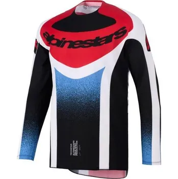 Moto dres Dres TECHSTAR KNIF, ALPINESTARS (černá/bílá/modrá/červená) 2026 M
