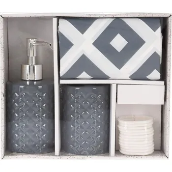 HOMESTYLING Koupelnové doplňky sada 3 ks šedá KO-CY2210590seda