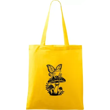 Goblincore černá houba se žábou - Taška bavlněná - 42 x 38 cm ( Žlutá )