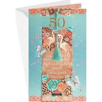 ARGUS Přání k 50. narozeninám se záložkou do knihy 15-5010c50