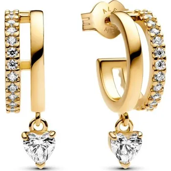 Náušnice Pandora Půvabné pozlacené náušnice se srdíčkem Shine 263685C01 + 2 měsíce na vrácení zboží