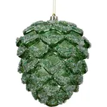 Vánoční plastová ozdoba šiška zelená 1ks, 12x12x14 cm - Tmavě zelená