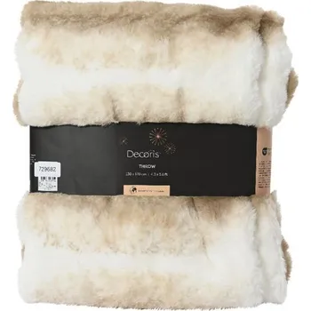 deka Huňatý pléd/přehoz béžovo-hnědý, 130x170x1,3 cm