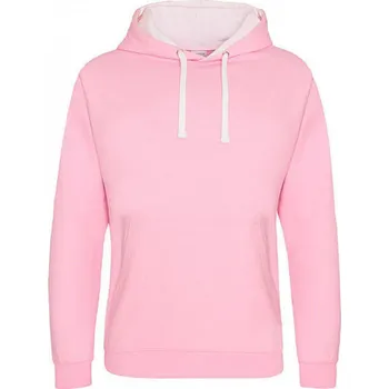 Pánská mikina Just Hoods Unisex týmová kontrastní klokánka s kapucí Barva: růžová světlá - bílá, Velikost: L JH003