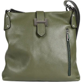 Kabelka ITALSKÉ Dámská zelená kožená kabelka Aleggra