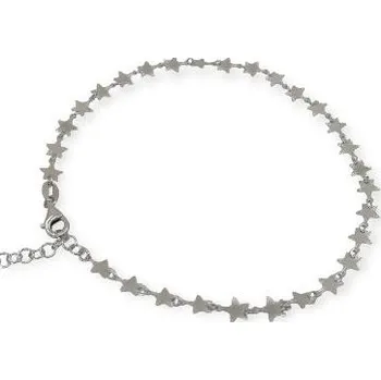 Náramek Stříbrný nákotník Hvězdičky – květinový řetízek, 925 Ag, 23+3 cm Jemný dámský stříbrný nákotník s motivem hvězdiček – květinek