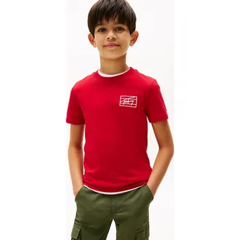 Dětské bavlněné tričko Tommy Hilfiger KB0KB09932.74.122.9BYA červená 33X, vel. 80