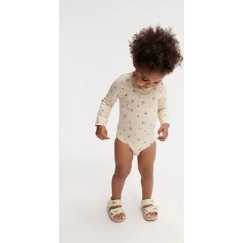 Kojenecký body Bavlněné kojenecké body Liewood Yanni Baby LS Bodystocking LW19852 béžová 01X, vel. 74