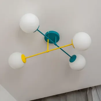 Přisazený lustr MOON 4xE27/15W/230V tyrkysová/žlutá