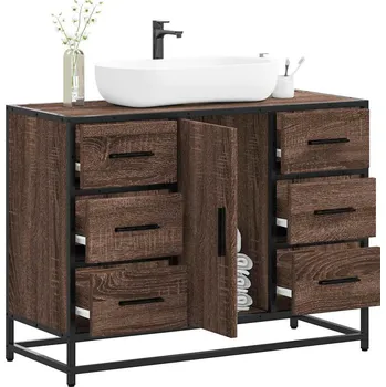 Koupelnový nábytek vidaXL Koupelnová skříňka pod umyvadlo hnědý dub 80x33x60 cm kompozit