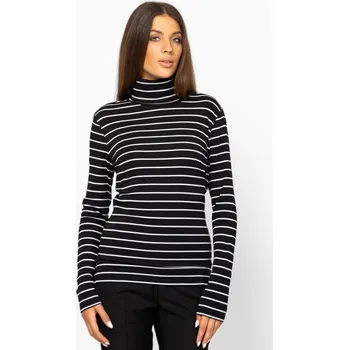 Dámské tričko Heavy Tools rolák s proužky Canva černý Velikost: XS