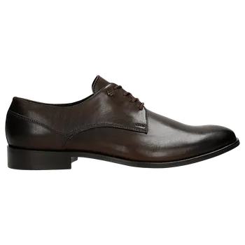 Pánské polobotky Tmavě Hnědé Pánské Společenské Polobotky Z Lícové Kůže Wojas 703054 40