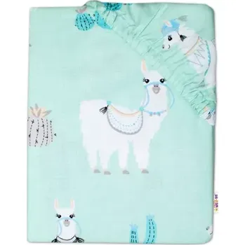 Prostěradlo Baby Nellys Prostěradlo do postýlky Lama mátová Bavlna, 140/70 cm