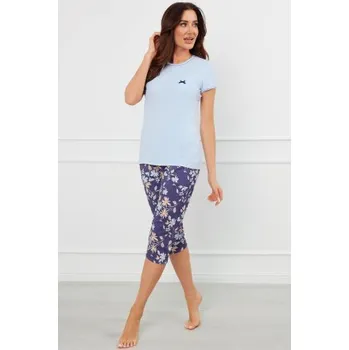 Dámské pyžamo Dámské pyžamo Italian Fashion Pulia - bavlna Světlemodrá-tmavěmodrá XL