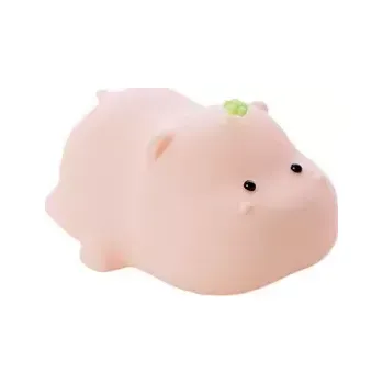 Noční světlo LED noční silikonová lampička Baby Hippo, 3 režimy svícení, růžová