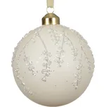 Vánoční skleněná ozdoba koule zelená/bílá matná 1ks, 10 cm - Bílá