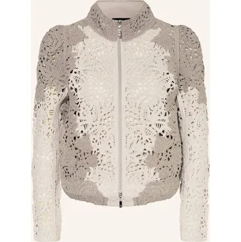 Dámský svetr Monari Dámský Háčkovaný Kabátek, šedá / krémová, 46