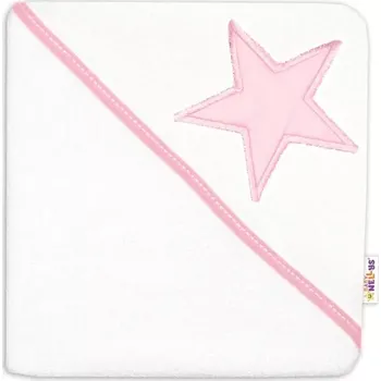 Baby Nellys Dětská termoosuška Baby Stars s kapucí Bílá/růžová 80/80 cm