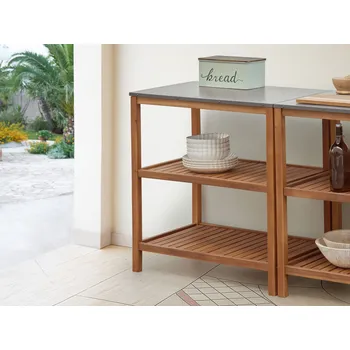 regál Venkovní kuchyňský regál hnědý akáciové dřevo 80 x 50 x 83 cm policový regál zahrada letní kuchyně Beliani