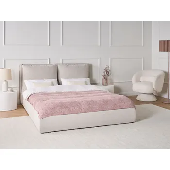 Postel Vodní postel béžová látkové čalounění 160 x 200 cm čalouněné čelo moderní styl ložnice Beliani
