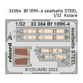 Plastikový model Eduard 1/32 Bf 109K-4 seatbelts STEEL (KOTARE)