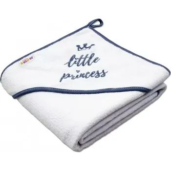 Baby Nellys Dětská termoosuška Little princess s kapucí Bílá/šedý lem 80/80 cm