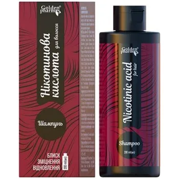 Šampon GOLDEN PHARM: Šampon na vlasy s kys. nikotinovou 200ml K2657