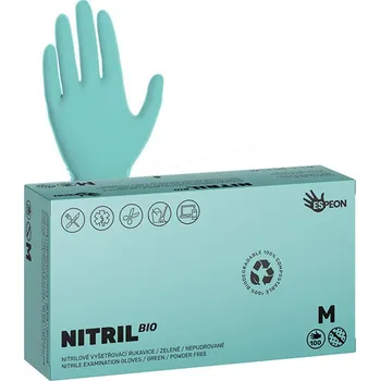Pracovní rukavice ESPEON Nitrilové rukavice NITRIL BIO 100 ks, nepudrované, zelené, 3.5 g Velikost: M