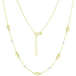 GEMMAX Original – garance kvality Zlatý náhrdelník s perlami a srdíčky délka 42+3 cm – žluté zlato 585/1000 GLNYN-45-03456 – v dárkovém balení s Certifikátem ryzosti