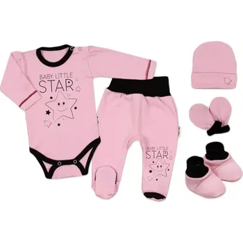 Kojenecká souprava Baby Nellys 5-ti dílná soupravička do porodnice Baby Little Star růžová, vel.56