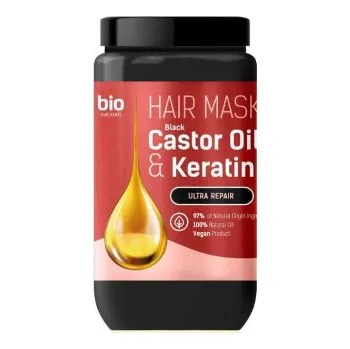 Barva na vlasy BIO NATURELL: Maska na vlasy „Černý ricinový olej a keratin“ 946ml K2666