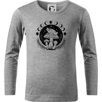 Goblincore fáze měsíce - Triko dětské Long Sleeve - 158 cm/12 let ( Tmavě šedý melír )