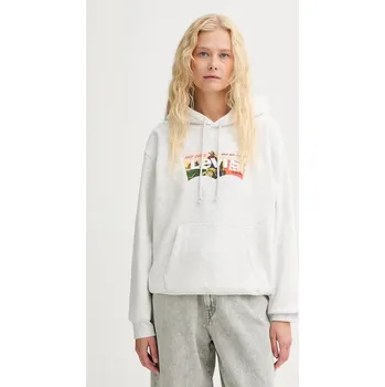 Dámská mikina Mikina Levi's dámská, šedá barva, s kapucí, vzorovaná, A8801 A8801.0041 90X, vel. M