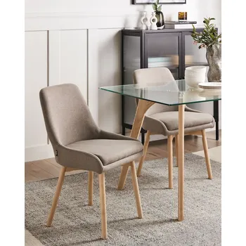 Jídelní židle Sada 2 jídelních židlí hnědá látkové polyesterové dřevěné nohy polstrovaný sedák Beliani