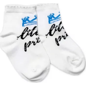 Baby Nellys Bavlněné ponožky Little prince Bílé, vel.17-18 cm